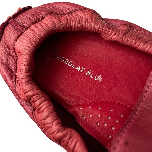 Pintuck Leather Flats by Chocolat Blu™ - Coldwater Creek Chocolat Blu 6 Leather Red‎ Tara Slip On Ladies Shoes Loafters Mocassins